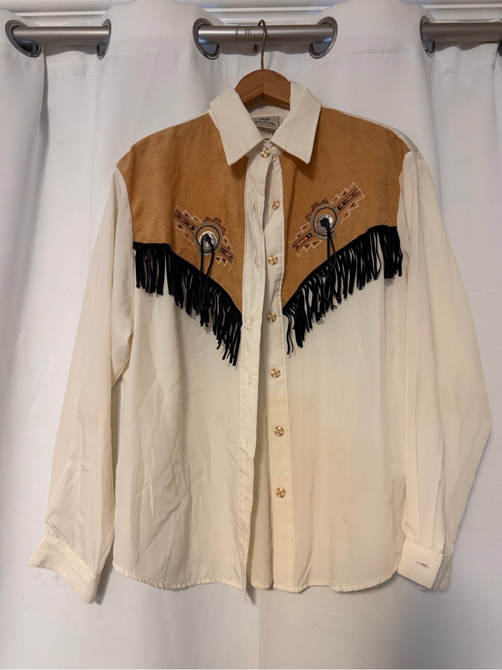 Vintage Western Fringe Button-Up Shirt